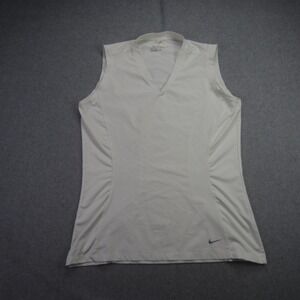 Nike Golf Tank Top Women Large White Dri Fit Tour Performance Sleeveless V Neck